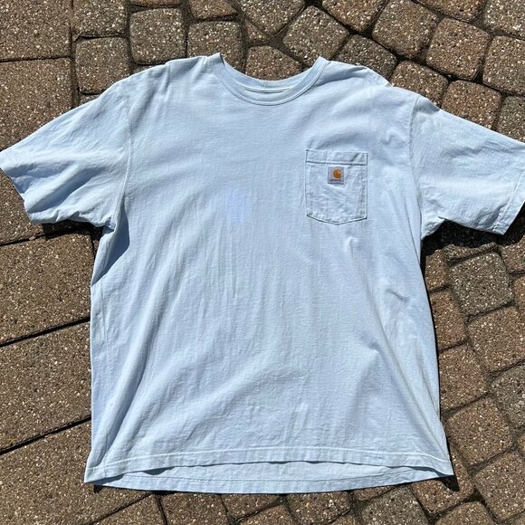 Baby Blue Carhartt Pocket Tee Relaxed Fit Sz 2XL - Picture 1 of 7